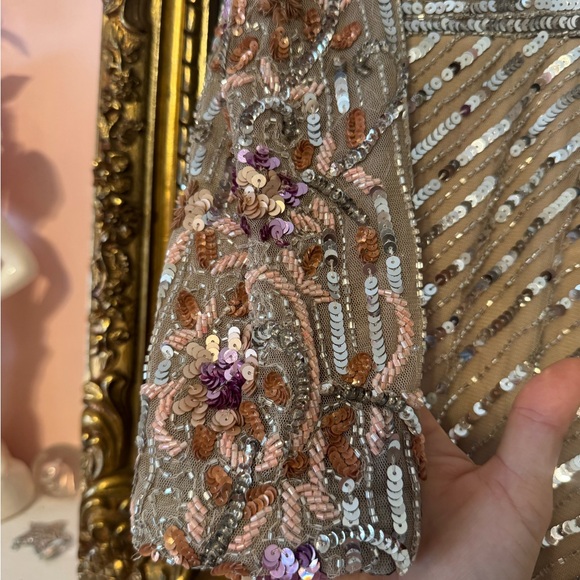 MAC DUGGAL LONG SLEEVE EMBELLISHED PUFF SLEEVE FAUX WRAP GOWN  SIZE 14 5628 $698 - Picture 5 of 11